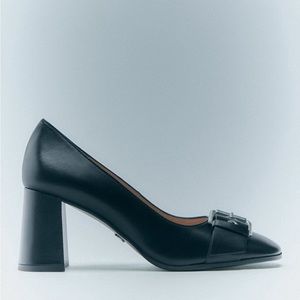 Zara black heel with silver buckle